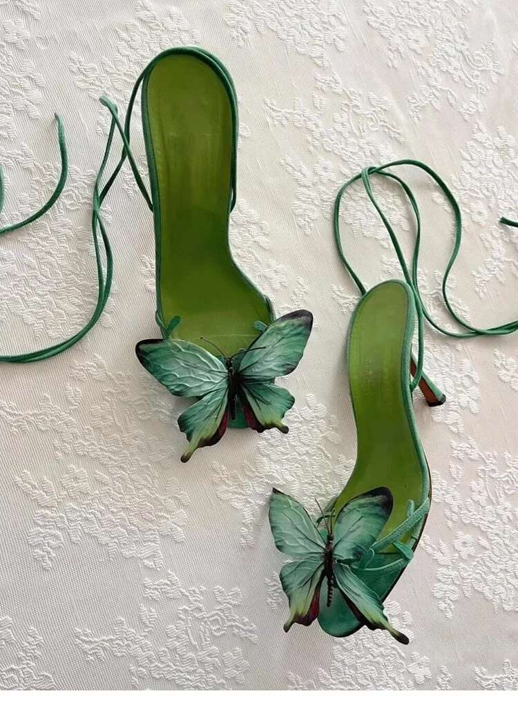 Butterfly Wer Sandals For Women 2025 New Summer French Fashion Versatile Thin Heel Open Toe High Heels