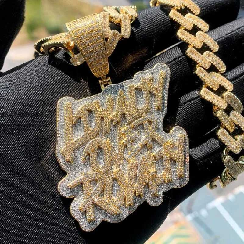 New Fashion Royal Letter Pendant Necklace Hip Hop Sparkling Cube Zirconia Mens Party Jewelry X250224