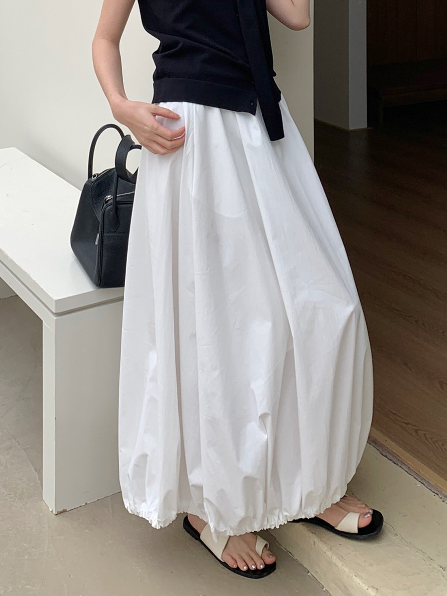 MU44210 Korean version of the simple flower bud skirt 2025 Thirteen Lines Spring new high waist slim versatile mid-length skirt