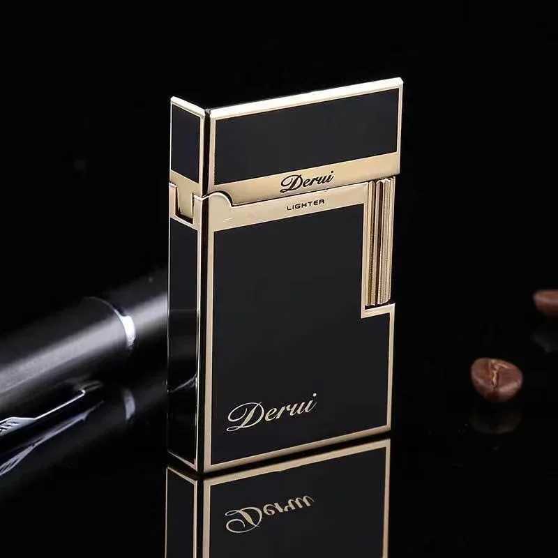 Derui Metal Gas Lighter Creative Windproof Grinding Wheel Butane Lighter Mens Fun Gift Cigarette Accessories Tool GiftT250224