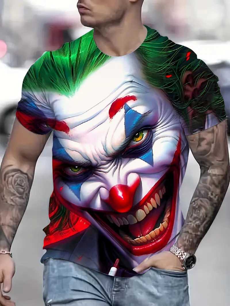 2024 Mens Summer 3d Clown Print T-Shirt Street Trend Hip Hop Short Sleeve Mens clothing Oversized t-shirt graphic t shirts W250224