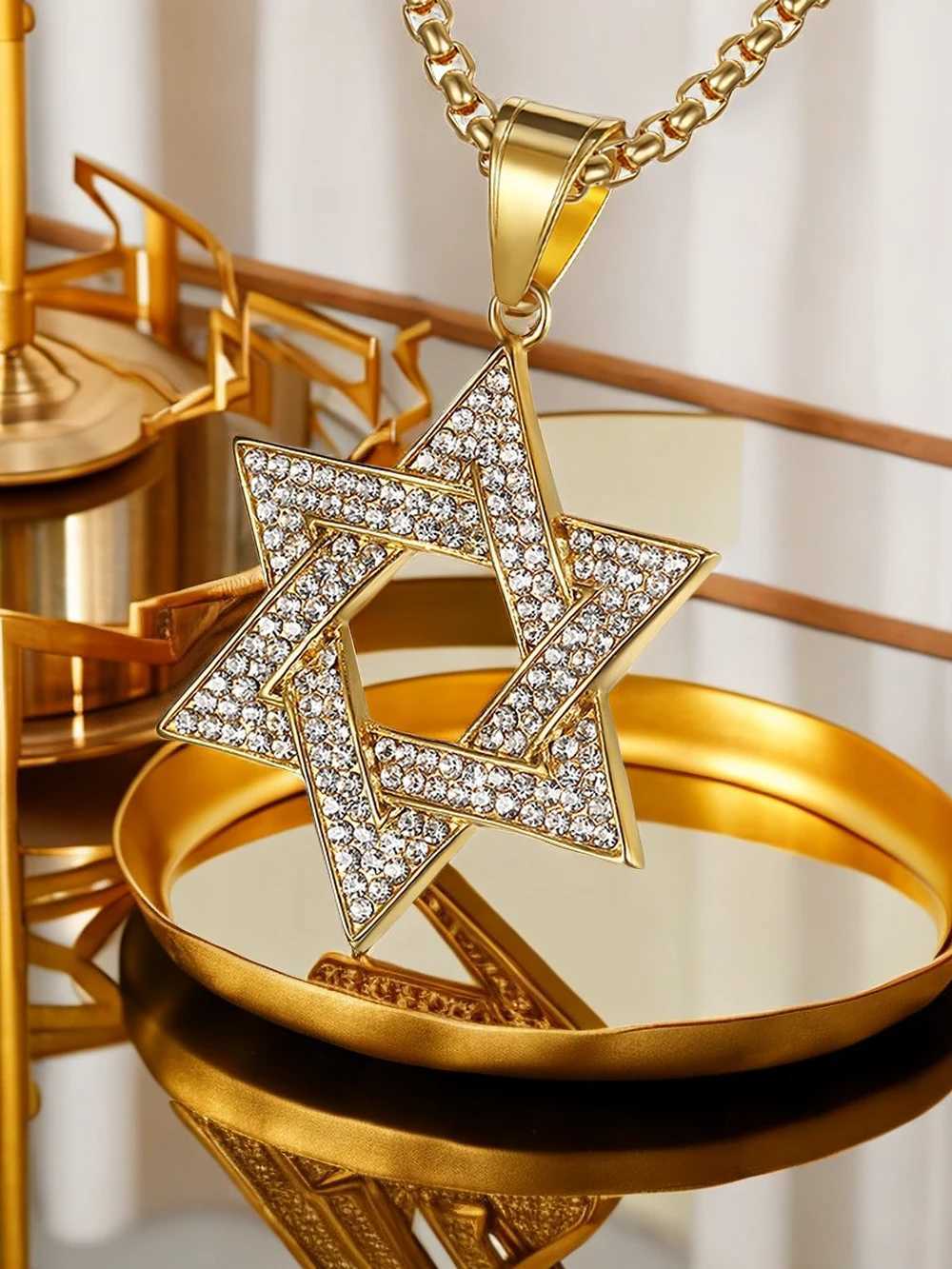Your Star of David Pendant Necklaces M Gold Color Stainless Steel Hexagram Necklace for Men/Wen Jewelry Birthday Gift X250224