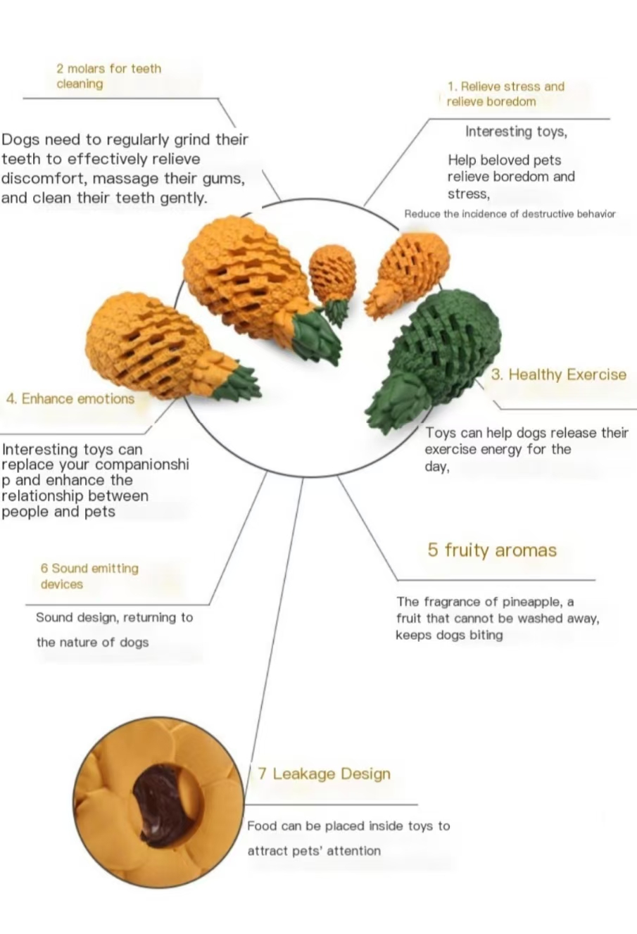 Natural Rubber Pineapple Chewing Toy for Puppies - Long Lasting Teether & Interactive Pet Gift