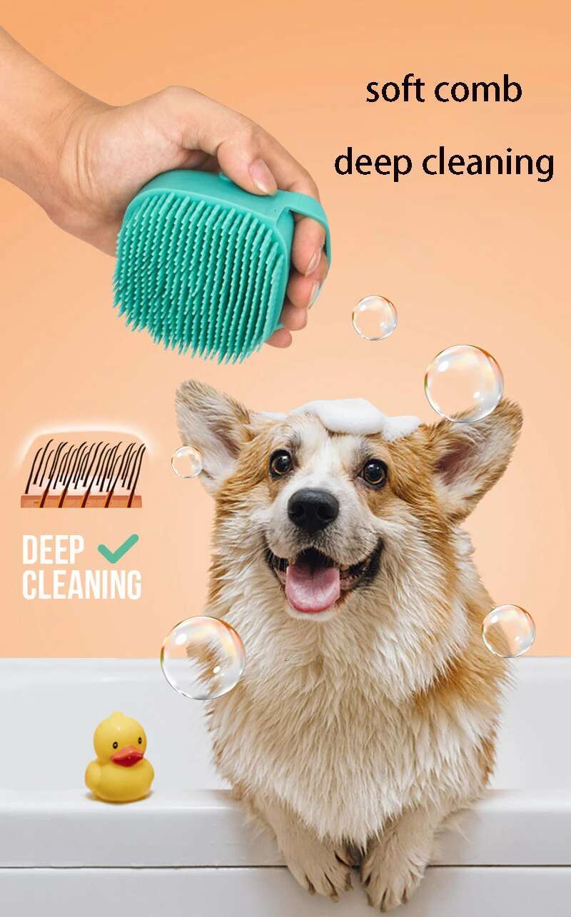 Bathroom Puppy Big Dog Cat Bath Massage Gloves Brush Soft Safety Silicone Pet Accessories for Dogs Cats Tools