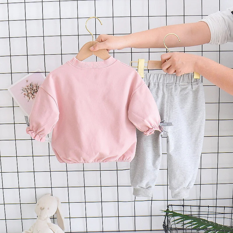 Spring Autumn Fashion Baby Girl Clothes Children Cute Casual T-Shirt Pants 2Pcs/Sets Toddler Sports Costume Kids Tracksuits 250224