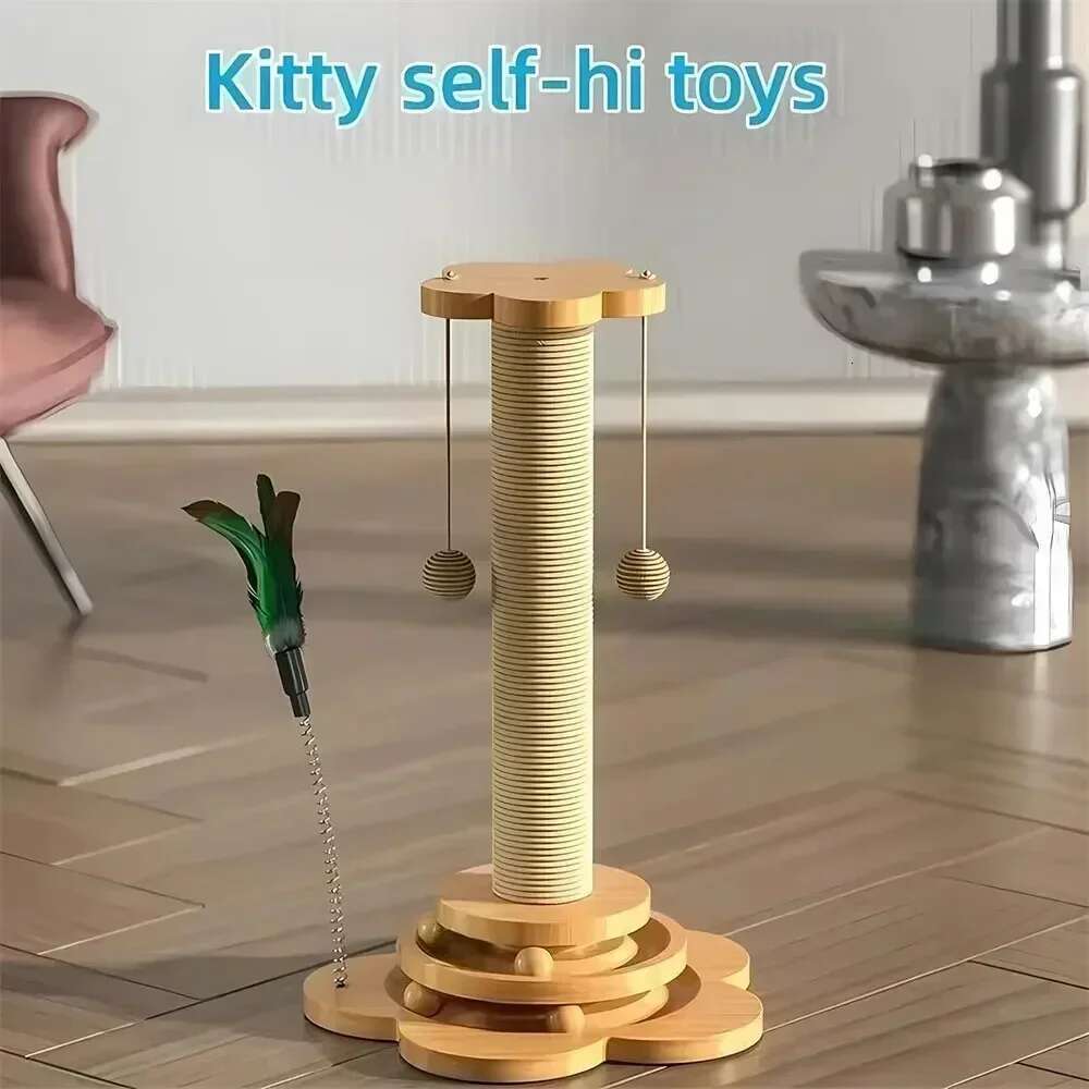 Pet Toy cat scratcher Turntable Funny Stick Balls Durable Sisal Scratching Board Supplies Cat Grab Column