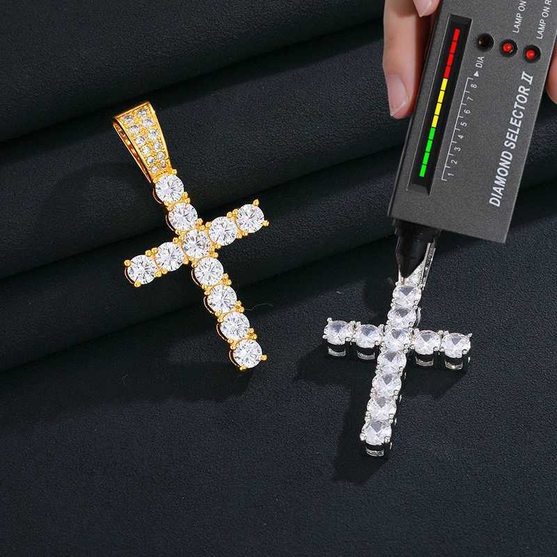 5mm Tennis Cross Pendant Hip Hop Jewelry Fly Mo Silica Pendant Necklace with Exquisite Jewelry Tennis Chain X250224