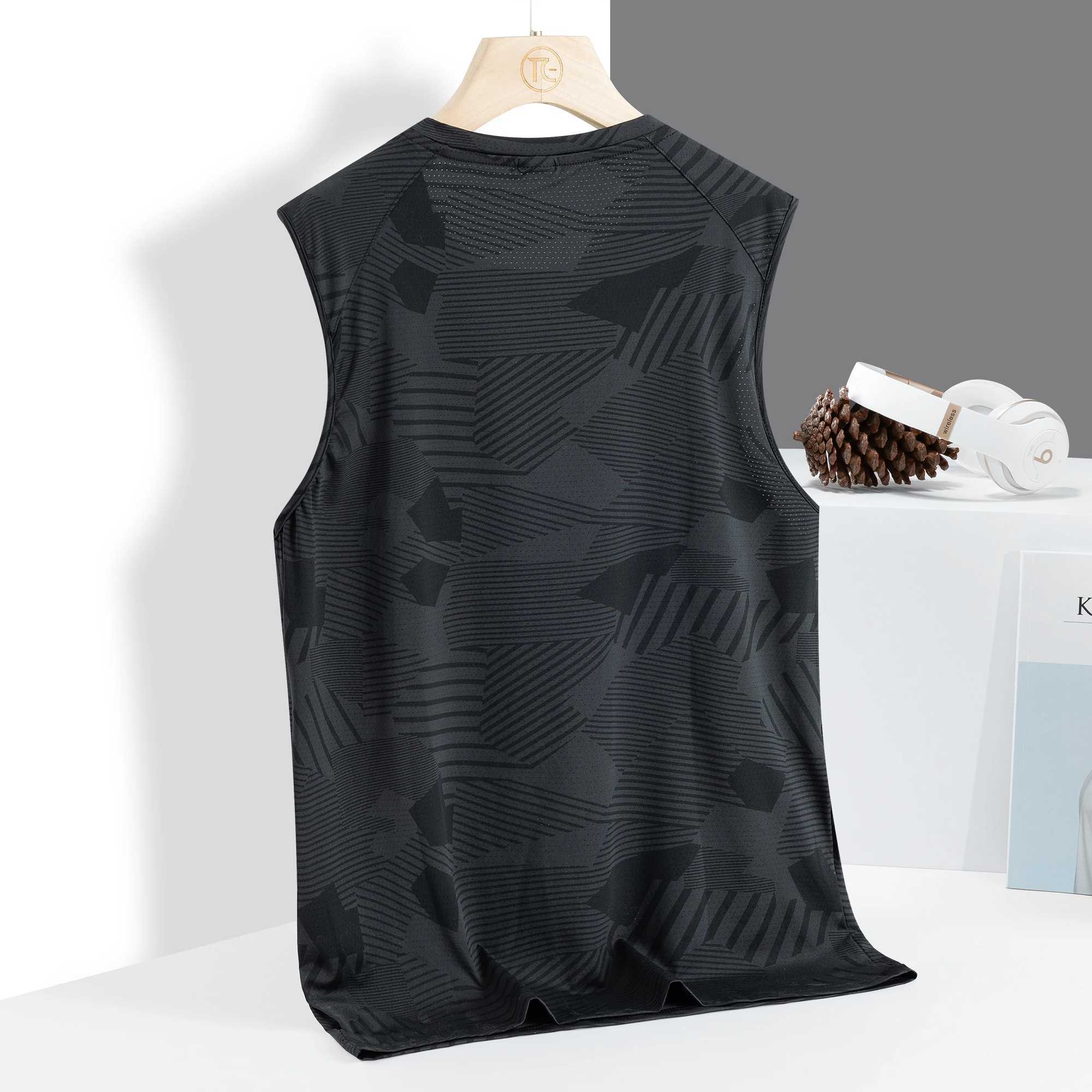 Men's Tank Tops Ice vest mens sleeveless camisole short sleeved T-shirt technology fabric quick drying ice feeling thin sports top z250223
