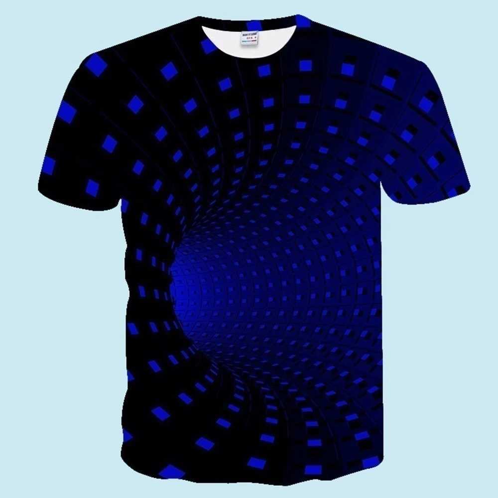 Summer mens fashion trend vortex short sleeved T-shirt casual 3D printed vortex printed pattern T-shirt short sleeved top W250224