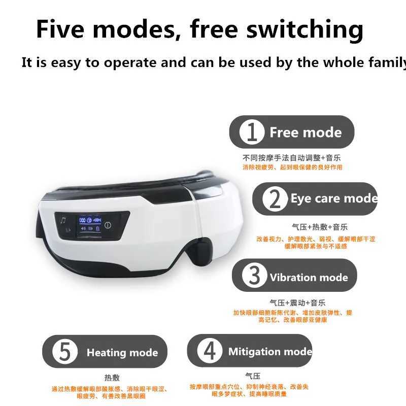 Rechargeable eye massager with vibration air pressure heating massage relaxation fatigue pressure Bluetooth glasses eye massage machineXJ250224