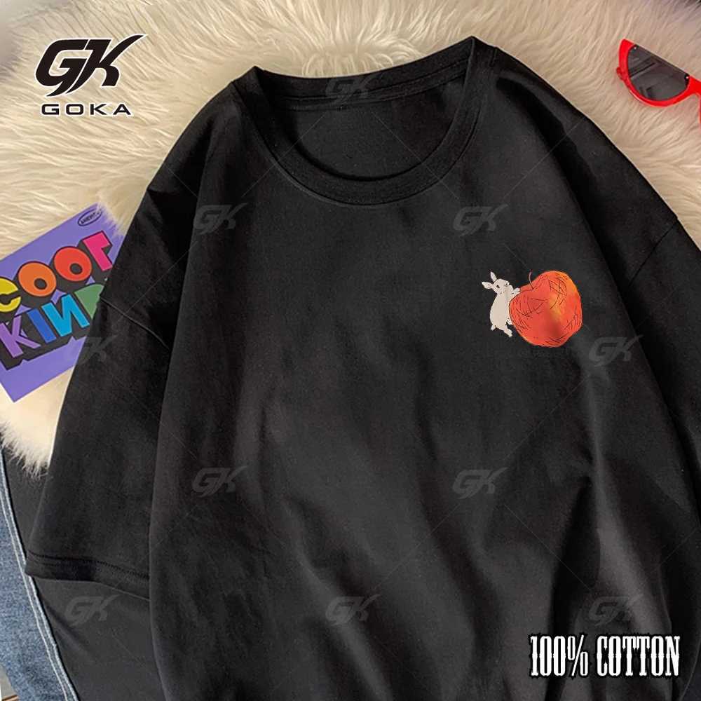 Rabbits Running Around Apples Graphic Tshirt High-Quality Casual Comfortable Mens and womens short sleeve tops W250224