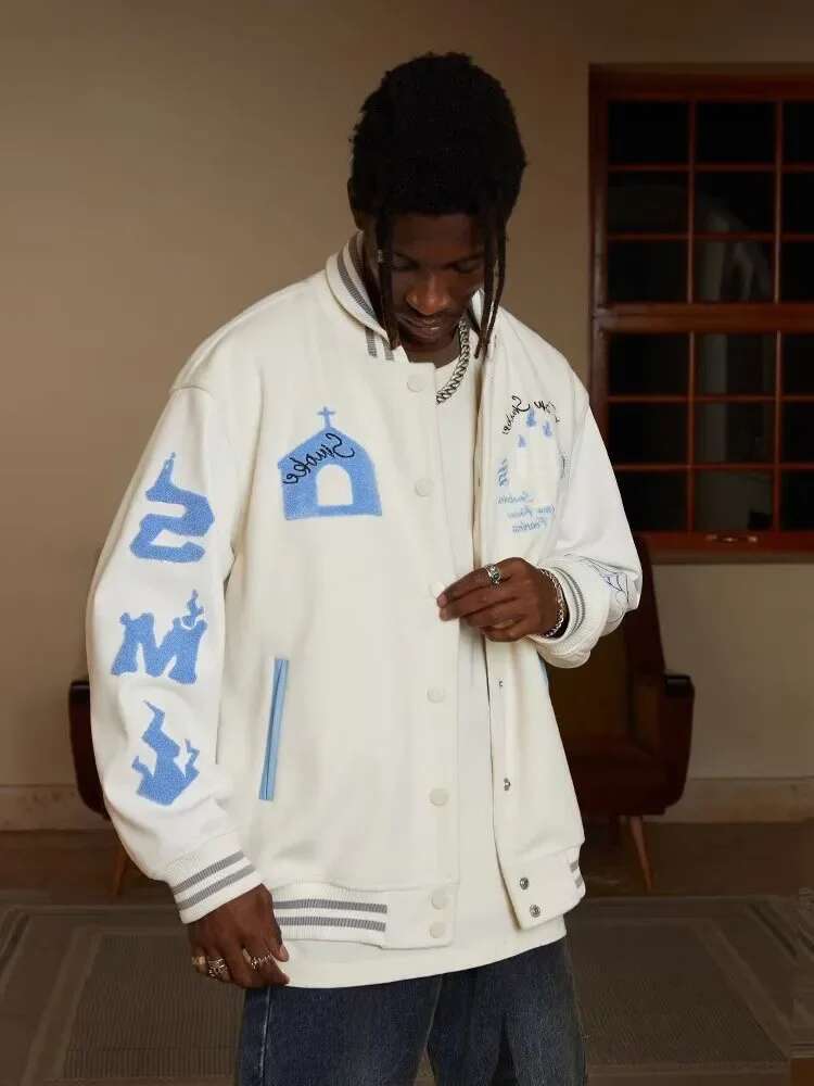 Spring Autumn Vintage American Style Loose-Fit Hip Hop Jacket For Men And Women Casual Niche Brand Cloth Embroidered Towel