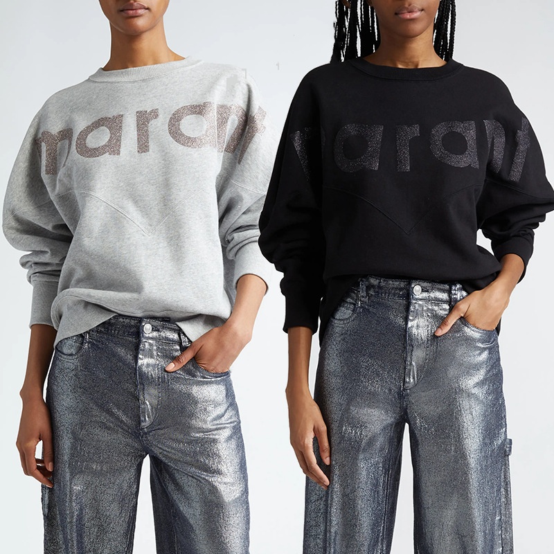 Designer Pullover Sweatshirts Isabell Women Reflective Letter Marrants Printed Round Neck Sweater Long Sleeve Hoop Loose Hoodies