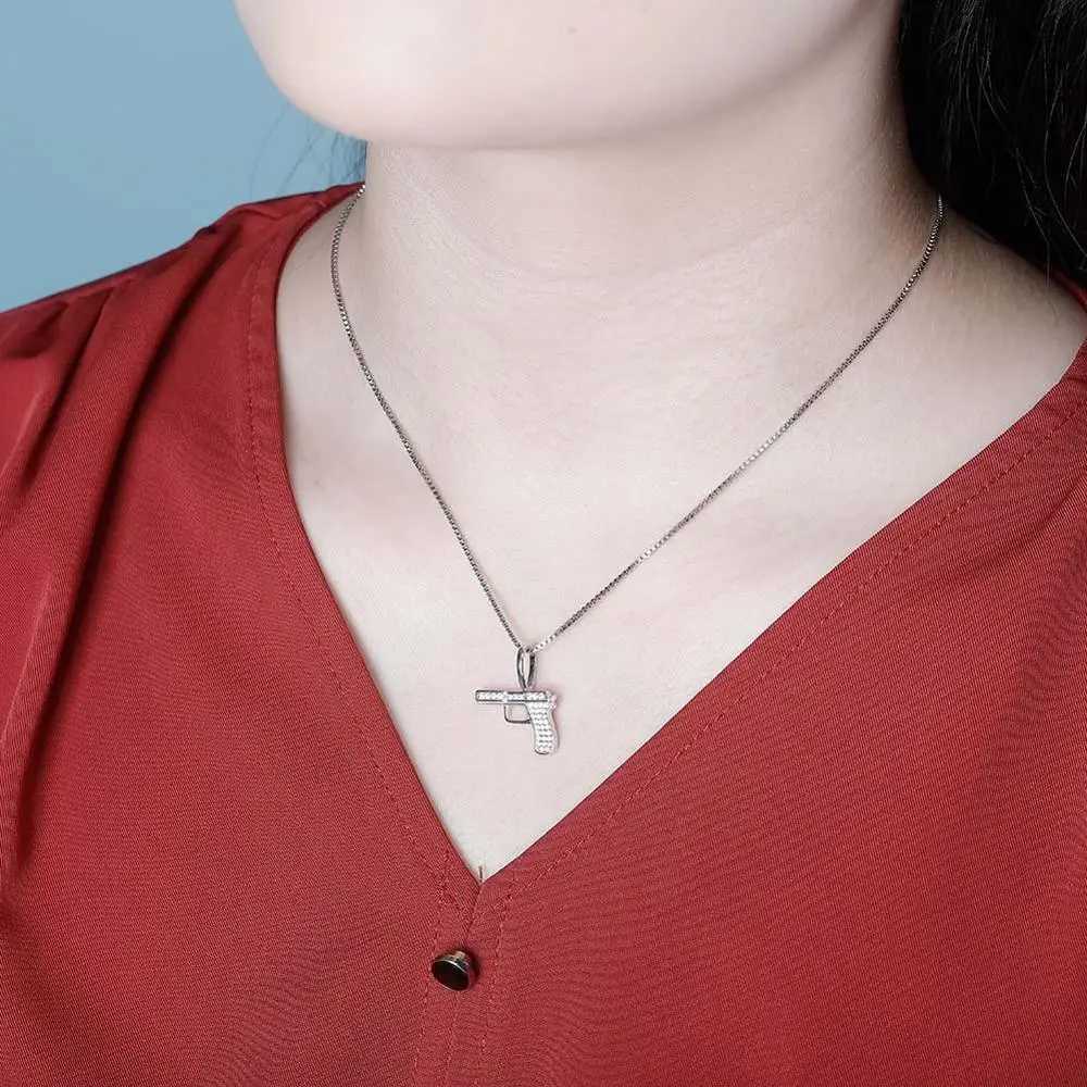 TOPGRILLZ 925 sterling silver new gun pendant high-quality d cubic zirconia pendant hip-hop fashion exquisite jewelry gift X250224