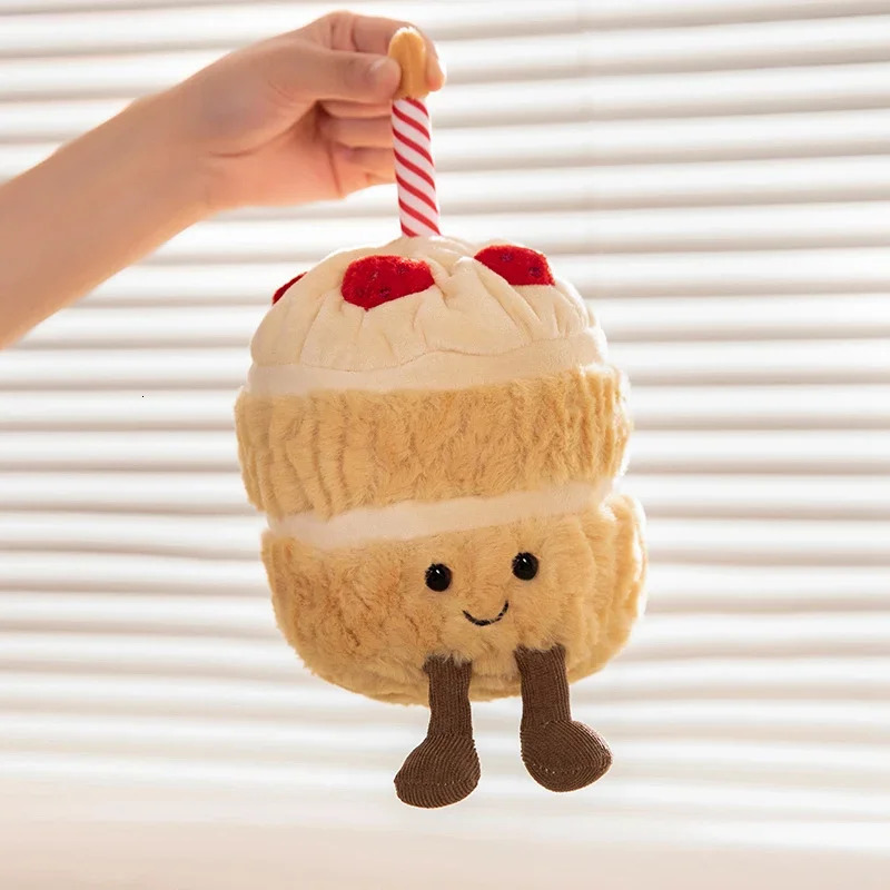 Lifelike Strawberry Cake Plush Toys Cute Stuffed Fruit Ice Cream Snack Birthday Candle Party Decor Gift for Kids Baby 250221