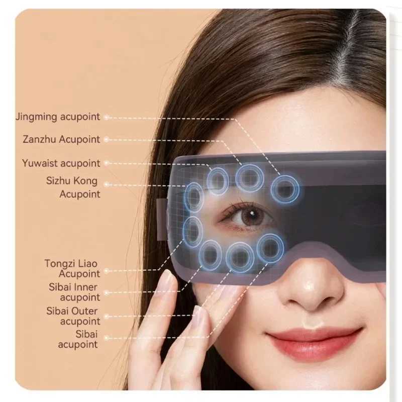 Eye Massage Instrument Acupoint Vibration Hot Compress Eye Massager Bluetooth Music Relax Fatigue Acupressure Relief Eye CareXJ250224
