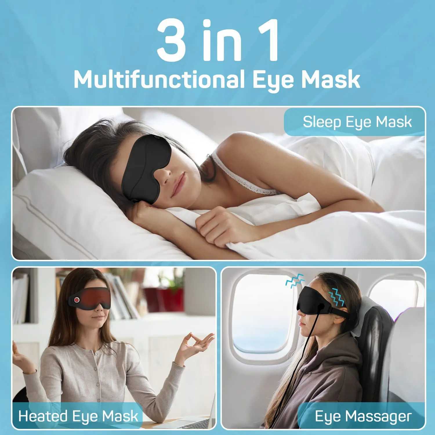 3-in-1 hot massage eye mask 3D hot compression eye mask used for sleep dry eyes tired eyes with 3 vibration modes and timer controlXJ250224