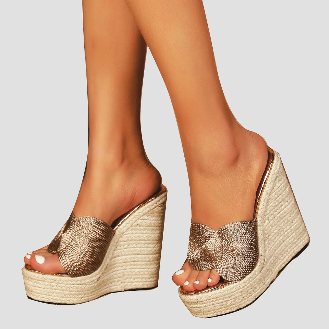 LIHUAMAO wedges slipper espadrilles shoes platform high heel sandals Women casual comfortable pumps outdoor beach style bohemia 250318