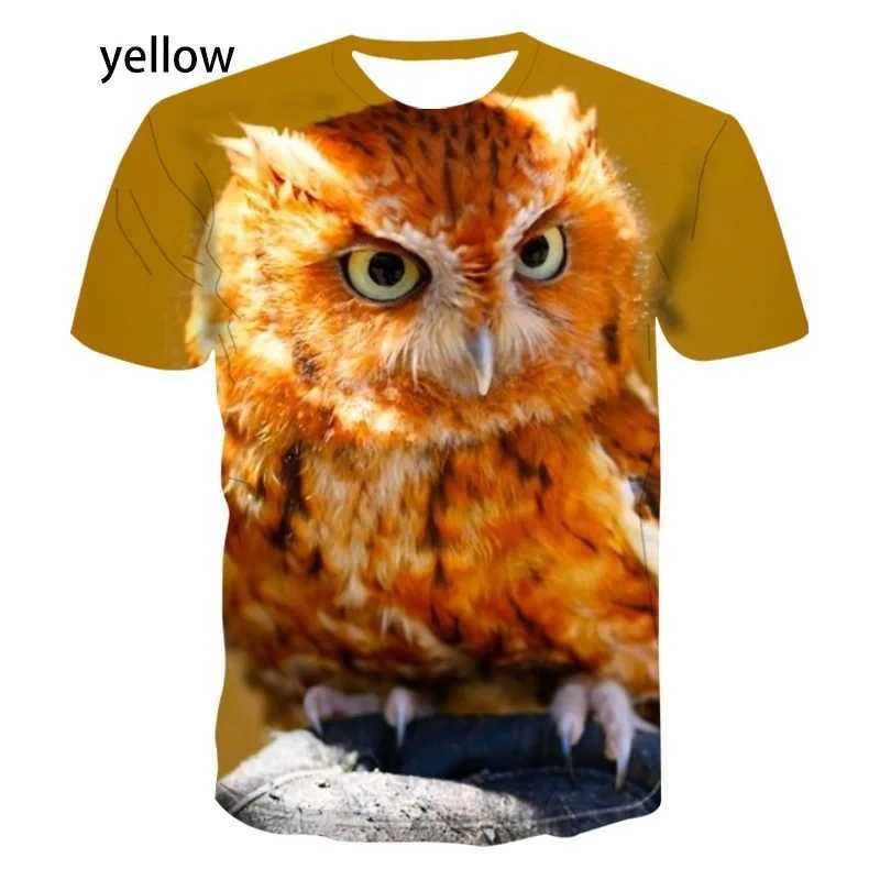 Mens Womens Fashion Printing Owl 3D Men T-Shirt Summer Cute Bird Pattern Short Sleeves Animal Tee W250224
