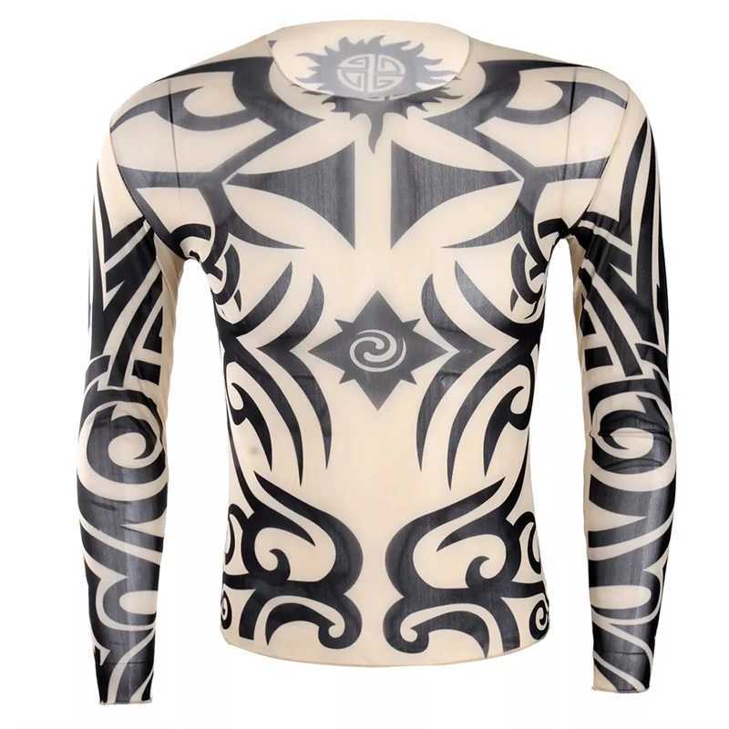Trend Realistic Tattoo Graphic T Shirt For Men Spring Autumn Fashion 3D Printed Long Sleeve T-shirt Cool Streetwear Loose Tops W250224