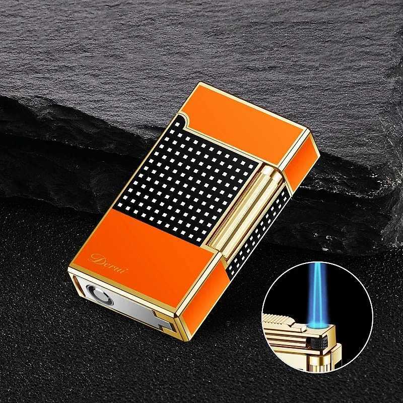 Derui Metal Gas Lighter Creative Windproof Grinding Wheel Butane Lighter Mens Fun Gift Cigarette Accessories Tool GiftT250224