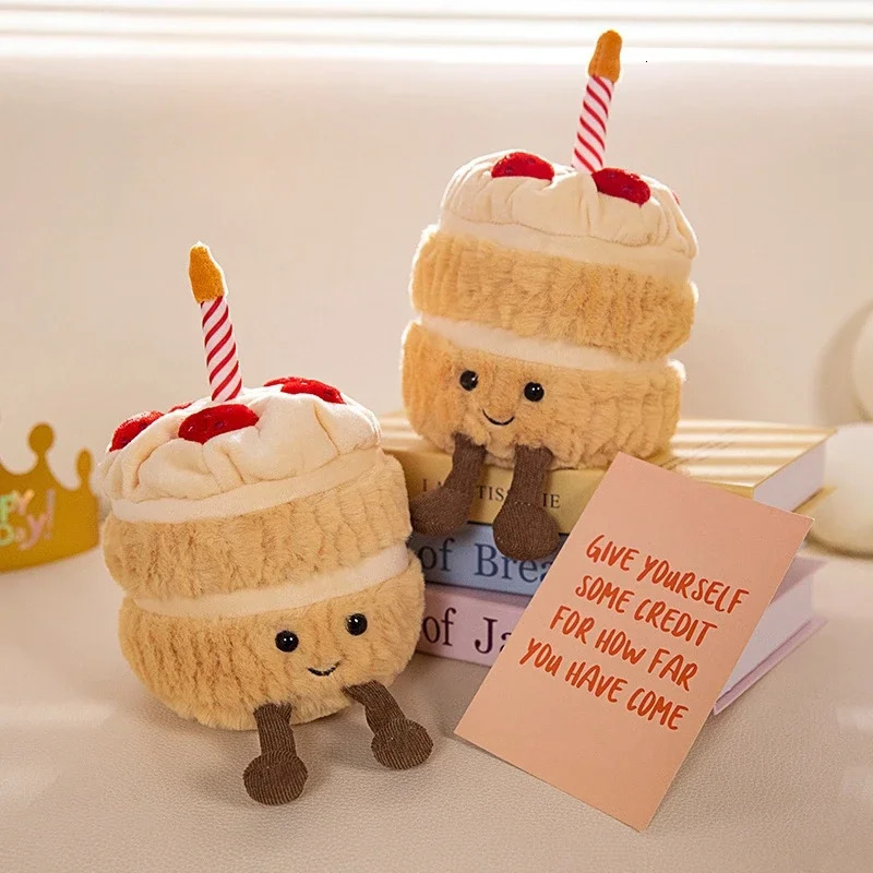 Lifelike Strawberry Cake Plush Toys Cute Stuffed Fruit Ice Cream Snack Birthday Candle Party Decor Gift for Kids Baby 250221