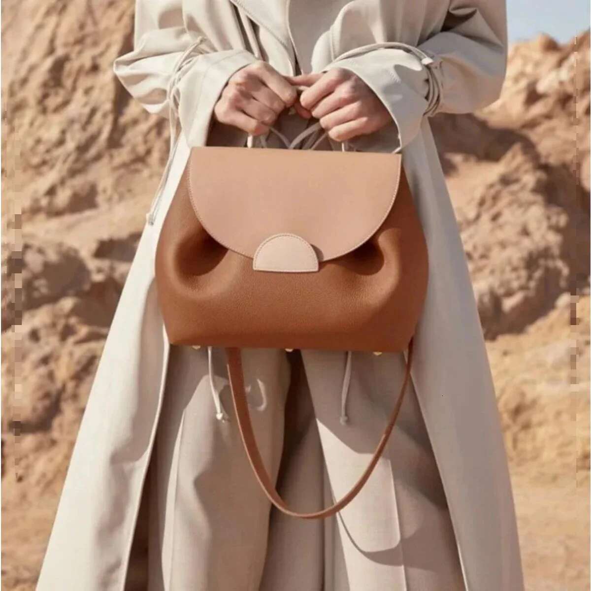 Brand 2025 French Contrast Litchi Pattern Handbag Backpack Crossbody Women Niche Single Shoulder Bag Commuting Gift