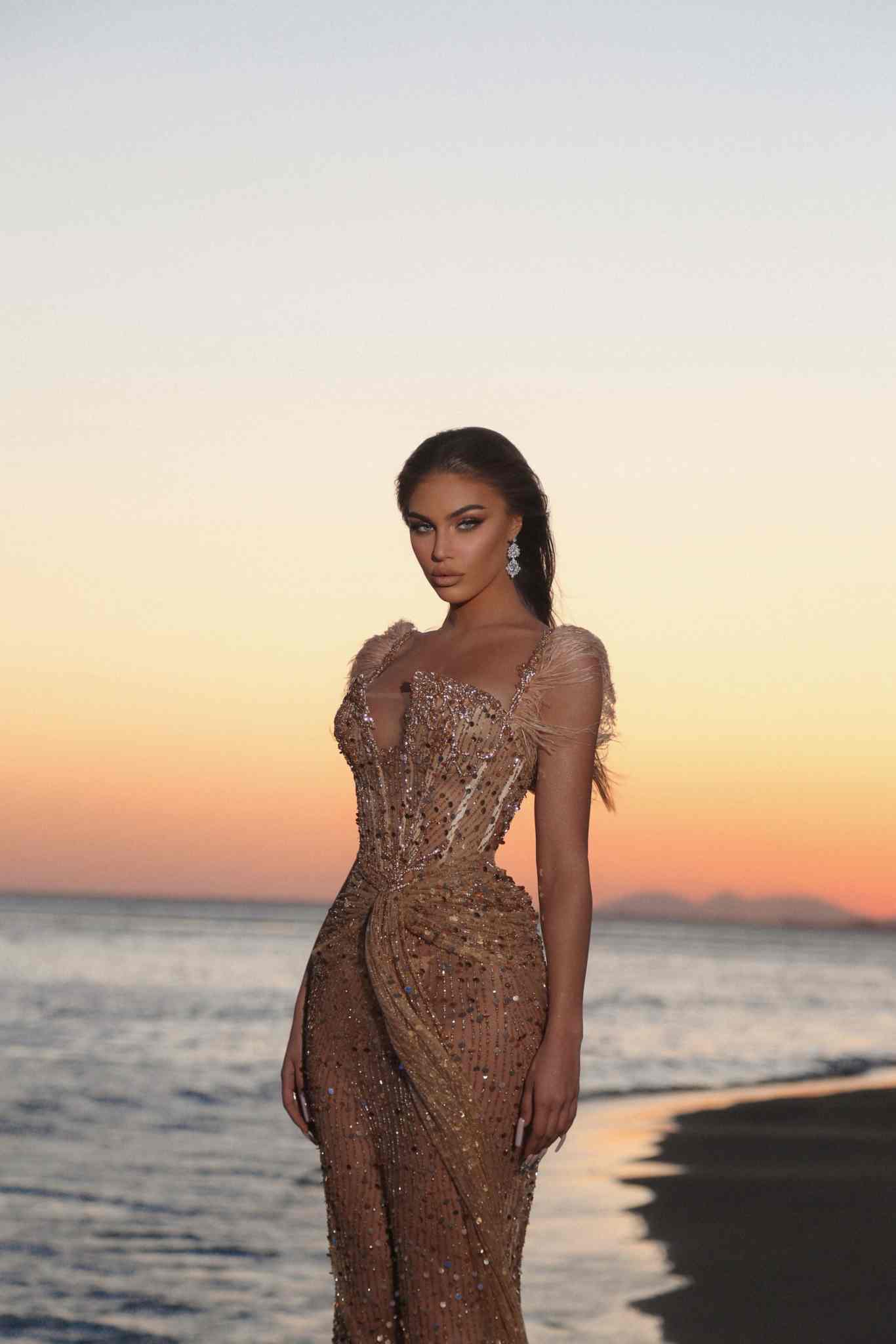 Shiny Mermaid Evening Dress Beaded Crystals Prom Gowns Formal Party Second Reception 50th Birthday Customized