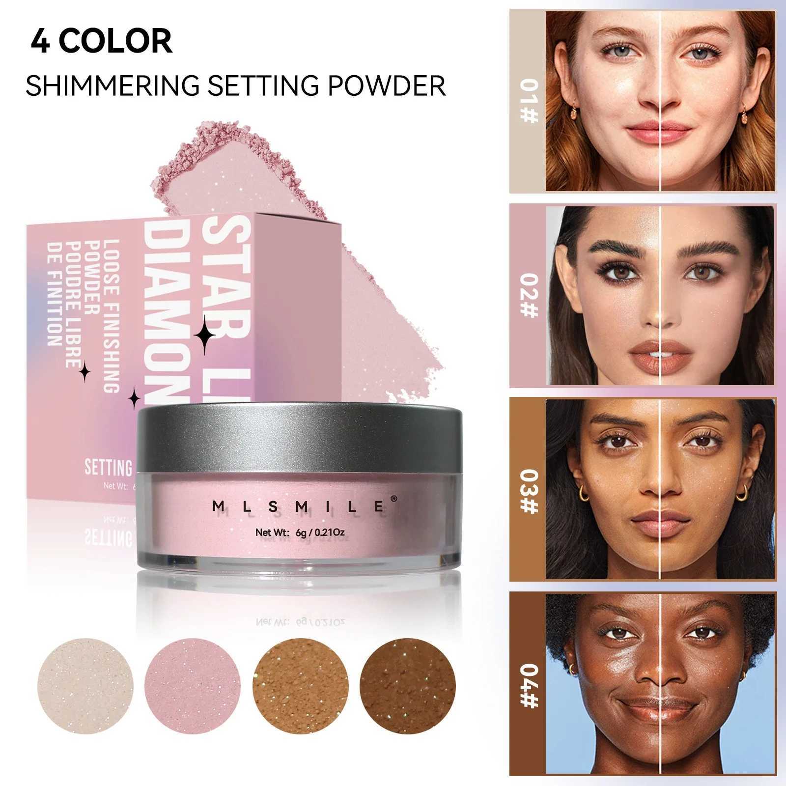 Pink Glitter Setting Powder 4 Color Long Lasting Oil Control Pearlescent Natural Face Matte Shimmer Loose Powder Makeup CosmeticXJ250224