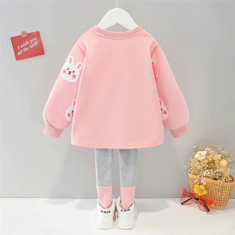 Baby Girls Clothing Sets Spring Autumn Kids Cartoon Rabbit Long Sleeve T Shirt Pants Children Casual Clothes Infant Outfits 250224