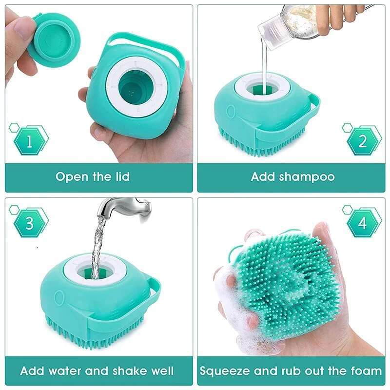 Silicone Cat Shower Pet Shampoo Dispenser Massager Bath Bathroom Puppy Washing Grooming Brush Dog Accessories