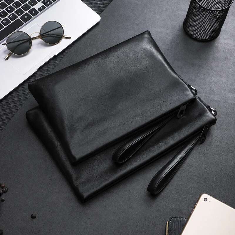 SENOFAN 2024 Clutches Men Envelope Handbag Genuine Leather Sheepskin Wallet Pouch Clutch Business Phone Bag Male