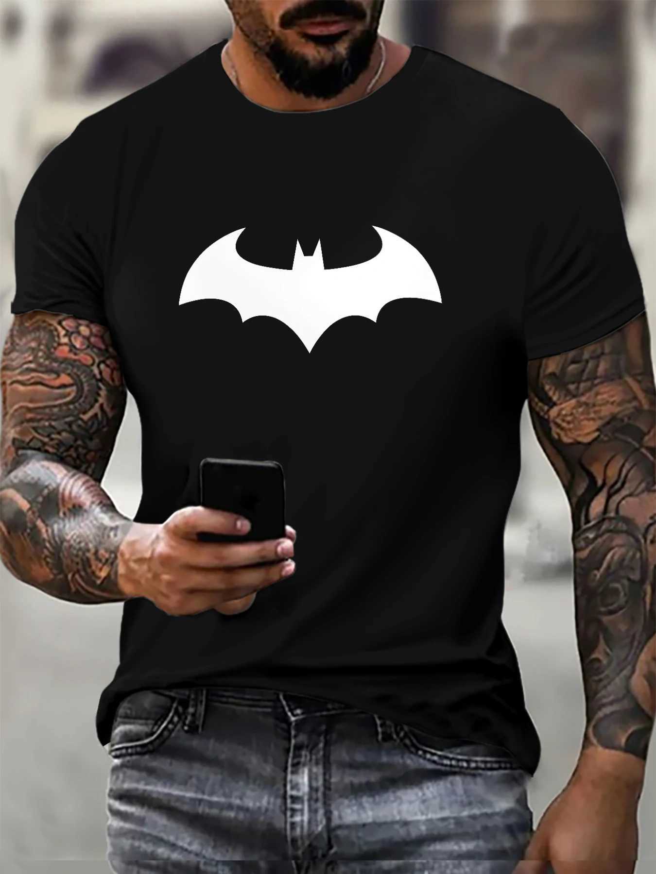 Fashion Bat Pattern Mens T-shirt Summer Short Sleeve Outdoor Street 3D Printed Hip Hop T-shirt 6XL Plus Size Casual Top W250224