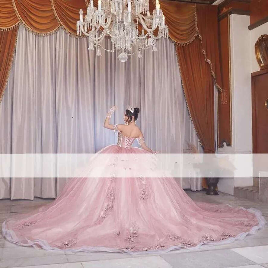 Quinceanera Pink Dresses Ball Gown D Wers Off Shoulder Princess Sweet Dress For Year Old