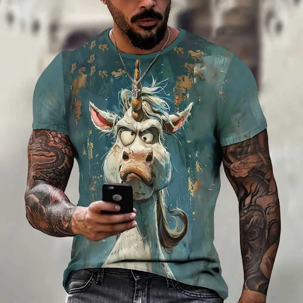 Angry Animal Graphic Mens T-shirt Fashion Large Size Funny 3D Printed Mens T-shirt Pulling Short Sleeve Mens Clothing Top W250224