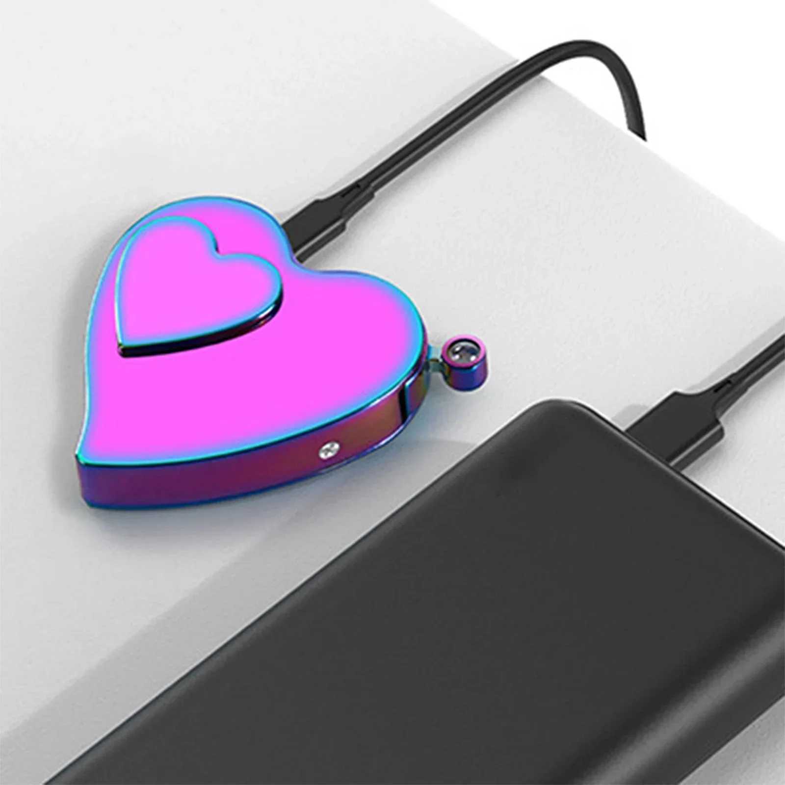 Heart Lighter Windproof Creative Personalized Gift Red Flame Torch Lighter Love Gas and Electric Dual-use Lighters Cute GiftT250224