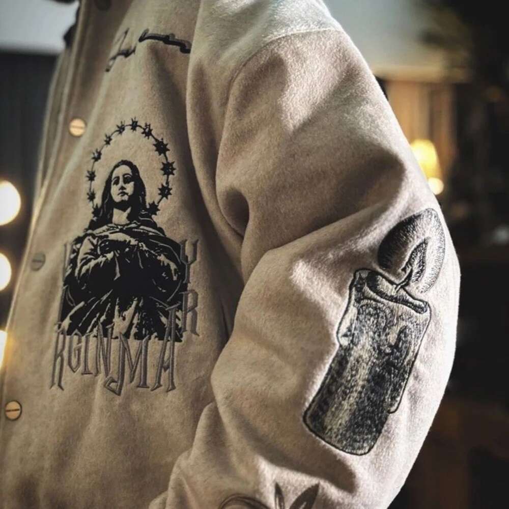 Trendy Heavy Embroidered Baseball American High Street Fashion Y2k Unisex Loose Retro Casual Hip-Hop Jacket Men