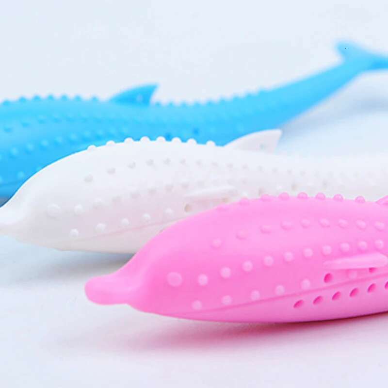 Brushing Teeth Cleaning Cat Stick Fish-shaped Silicone Toy Chew Resistant Interactive Toys Caip Pet Supplies