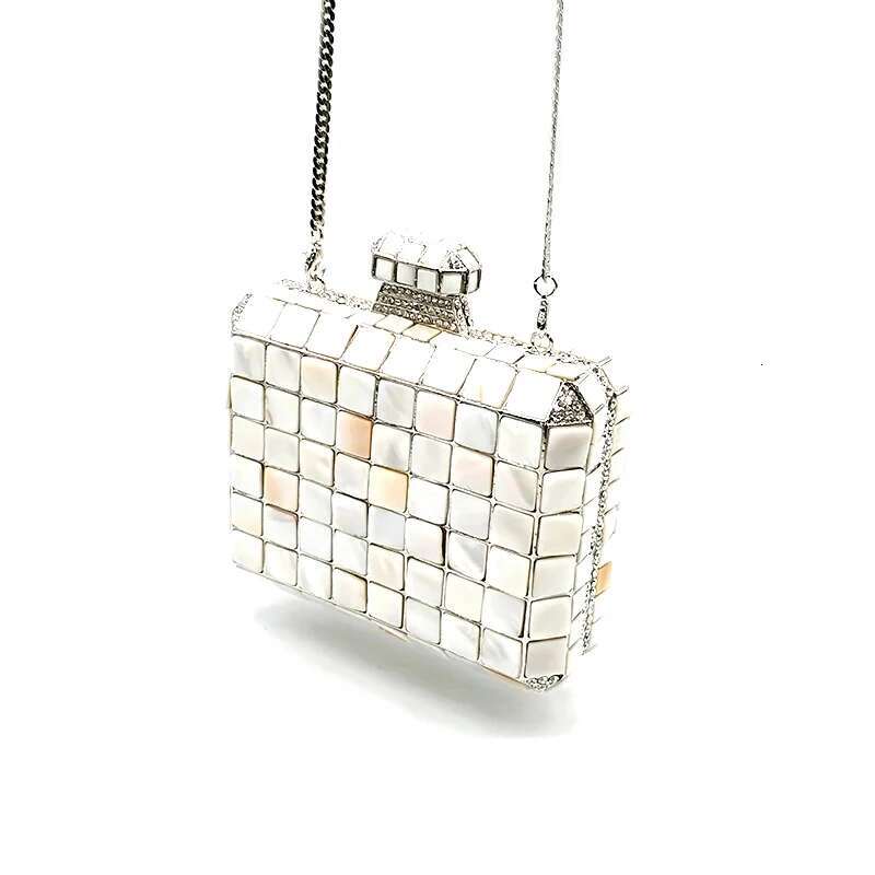 Elegant Traditional Bridal Wedding Party Rhie Purses Women Evening Clutches Classical Square Shell Crystal Bag