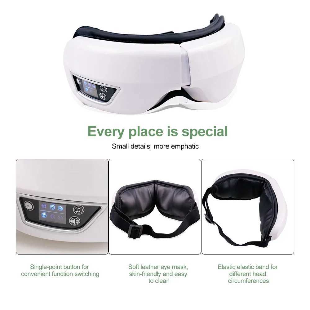 6D Smart Vibration Airbag Compress Eye Massager Eye Care Instrument Bluetooth Music Eye Massage Glasses Eye Relax Fatigue PouchXJ250224