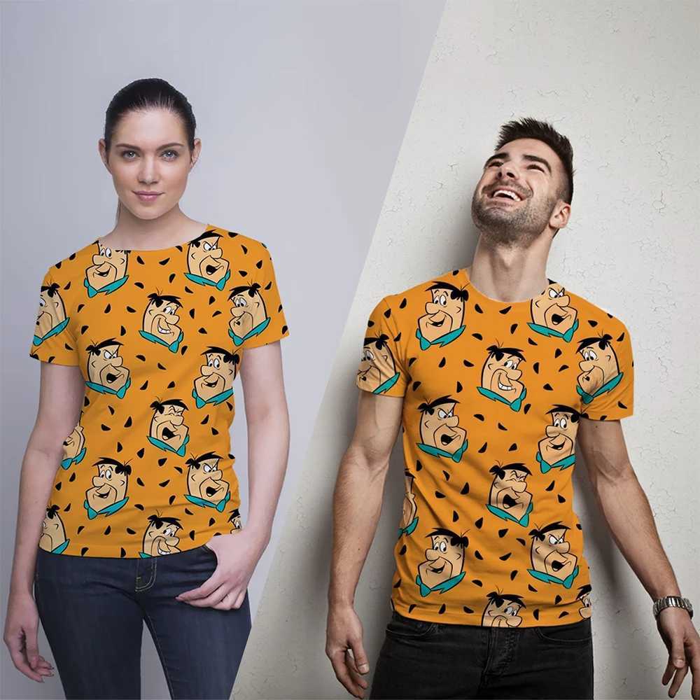 New Fashion Fun Cartoon The Flintstones Men and Women Fun Series 3D Printed T-shirt W250224