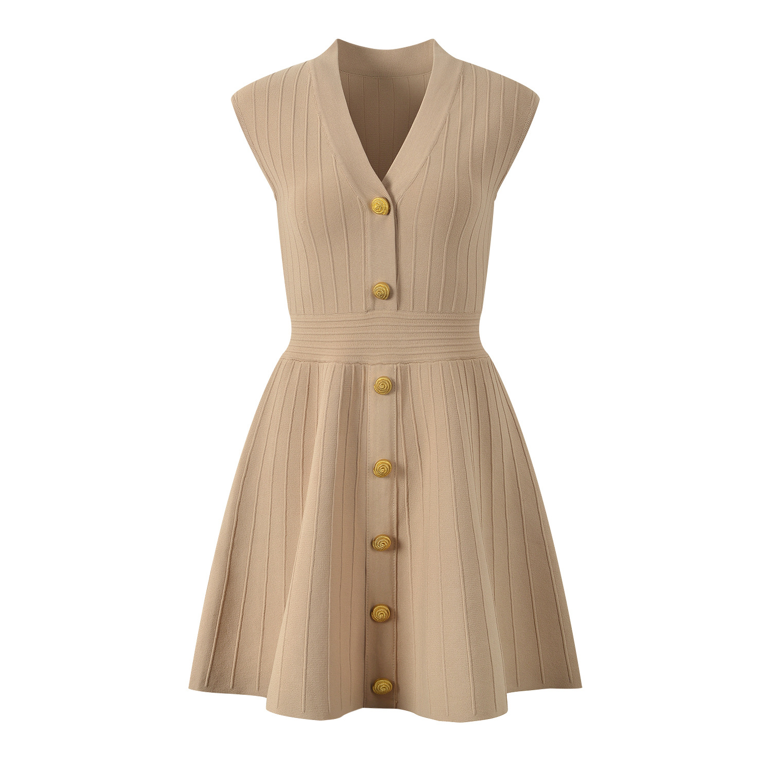 200022 2025 Milan Style Runway Dress Spring Dress Sleeveless V Neck Brand Same Style Empire Womens Dress Fashion High Quality Dl