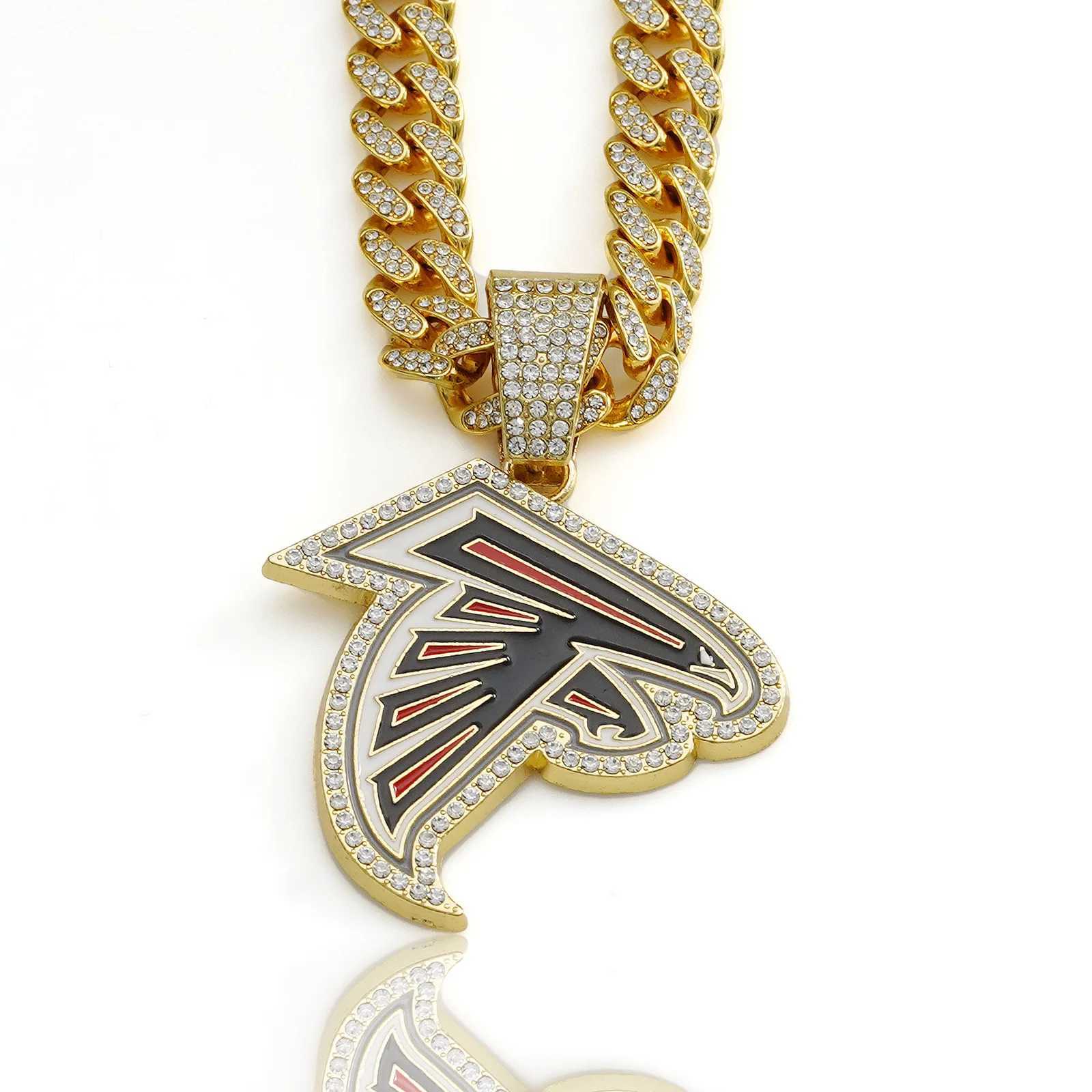 J Hip Hop Hound Pendant Football Chain Necklace with Cuban d out Sparkling Cool Jewelry X250224