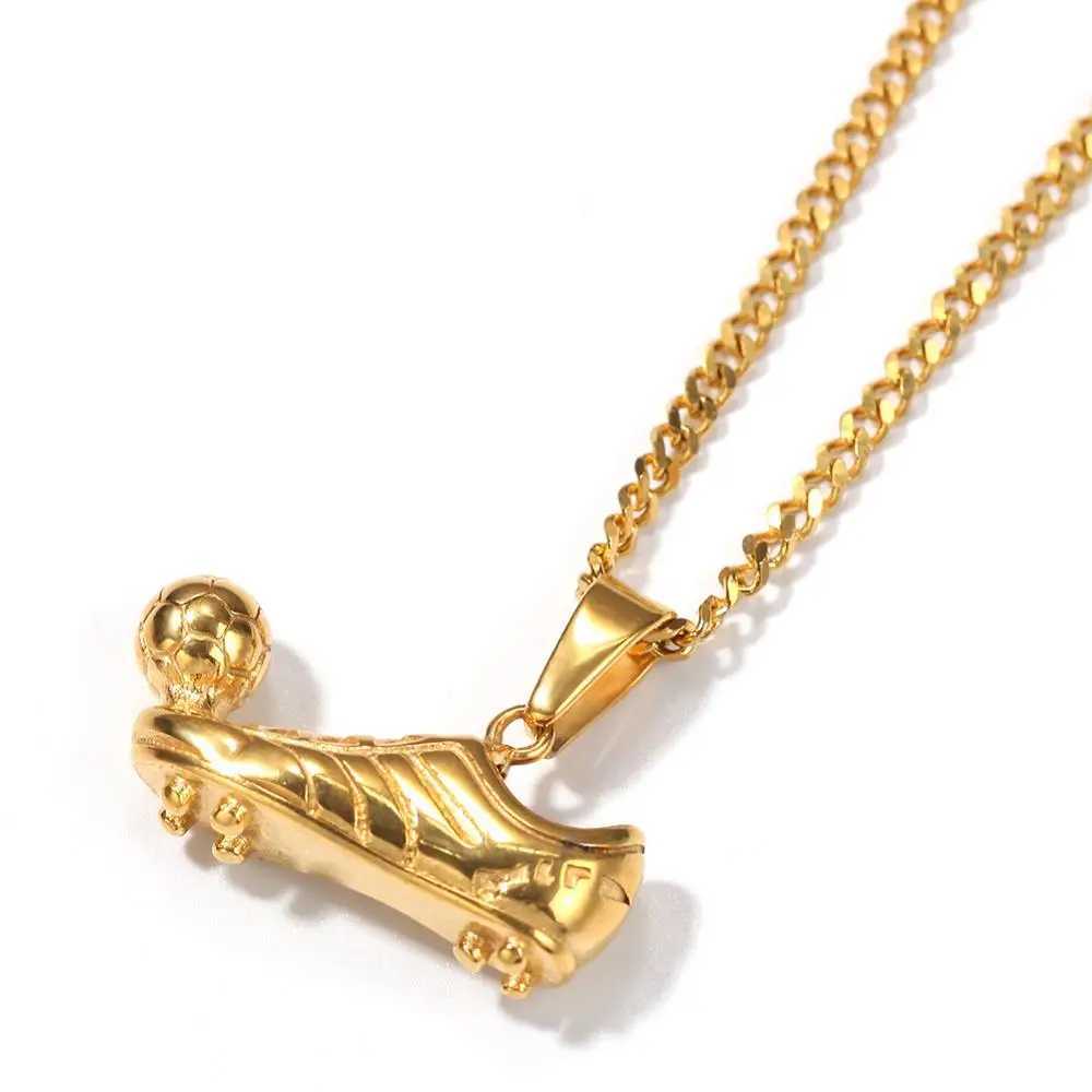 Men Hip hop Football Shoes Soccer Pendant Necklaces fashion Stainless Steel m charm pendants necklace HipHop jewelry gifts X250224