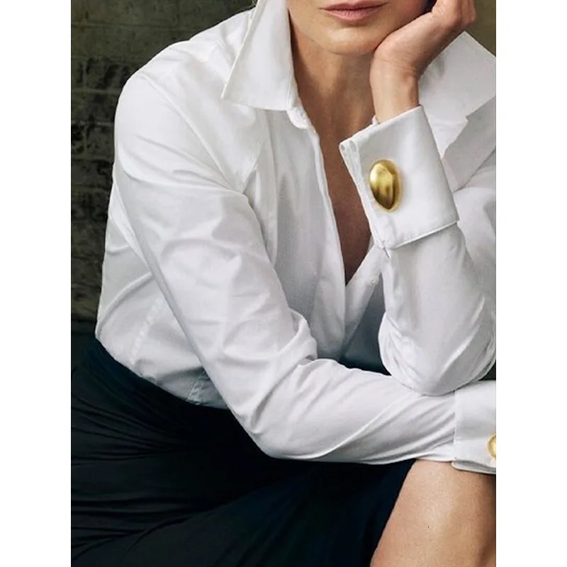 Modigirl Womens White Shirts Office Lady Long Sleeves Classic Tops Autumn Spring Original Clothing Blouse for Woman 250222