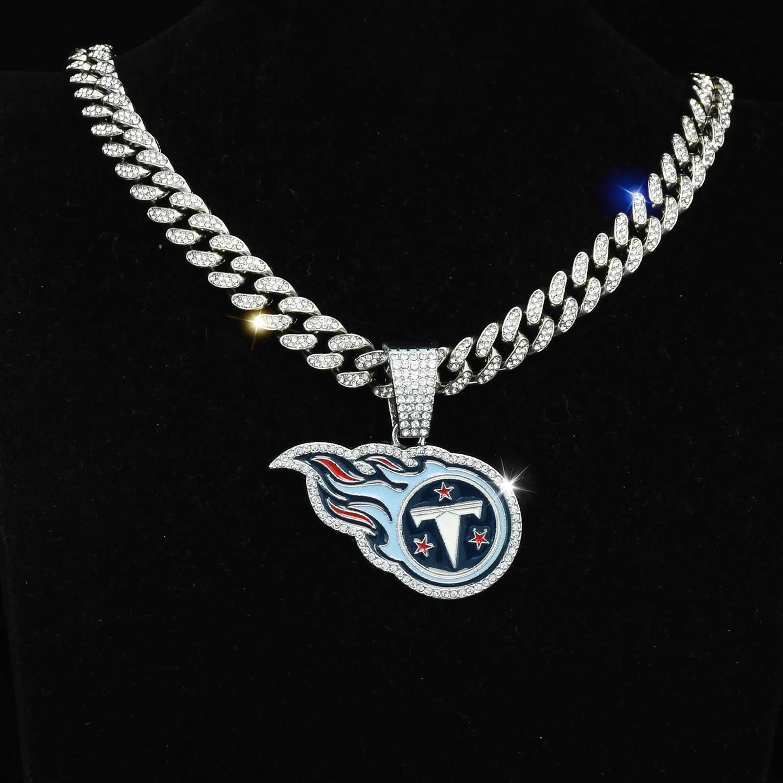 Icy Rhinestone Cuban Chain Blue Fireball Zinc Alloy Pendant Punk Jewelry for Mens Wear X250224