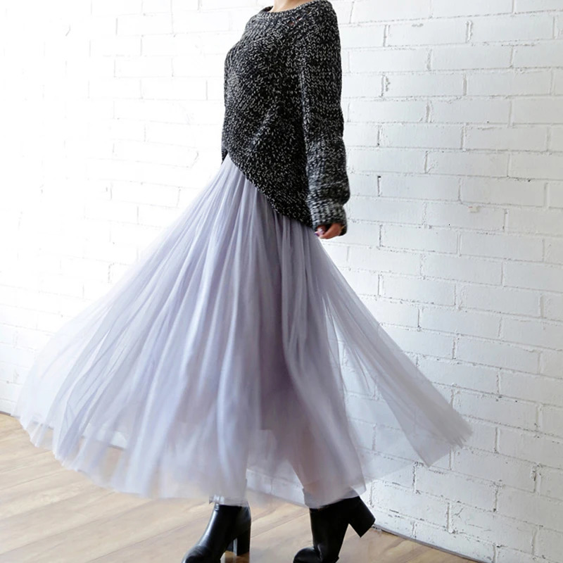 Vintage Tulle Skirt Women Streetwear Elastic High Waist Mesh Pleated Skirts Summer Elegant Korean A Line Office Ladies Skirt 250224