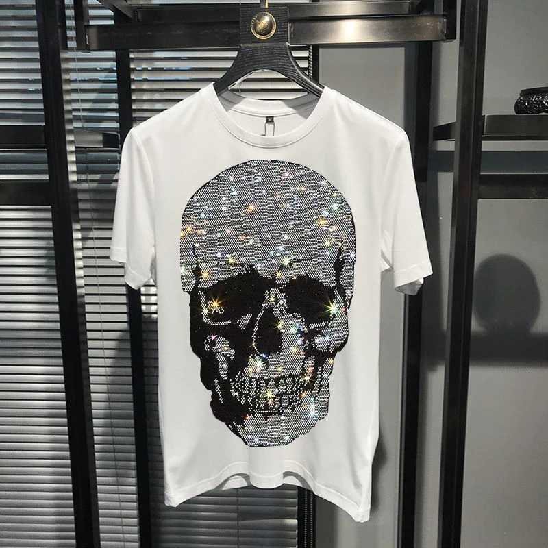 2024 New Trend Mens T-shirt Printed Cotton Round Neck Hot Skull Loose Top W250224
