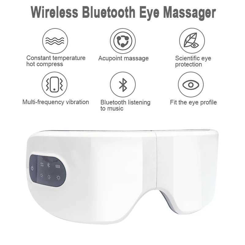 Conventional intelligent eye massager with hot Bluetooth music vibration migraine relief fatigue eye mask care toolXJ250224