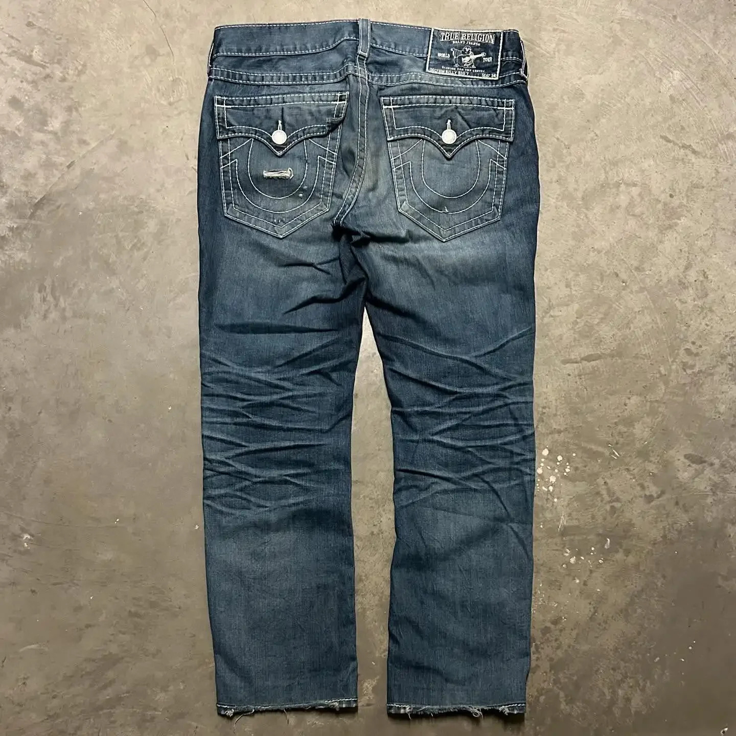 American Retro Pocket Embroidered Loose Jeans Y2K Gothic Hip-hop Casual Straight Leg Pants Street Wear 250221